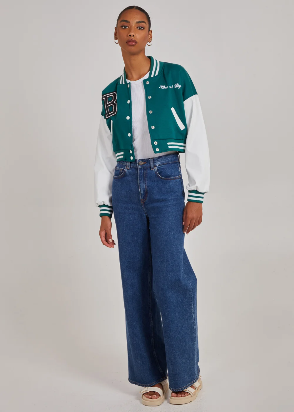 Pink Vanilla Jade Contrast Sleeve Baseball Jacket - XS Image 3