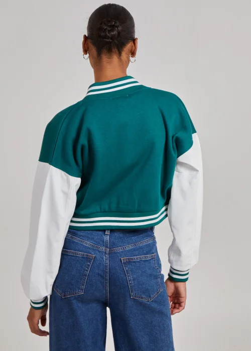 Pink Vanilla Jade Contrast Sleeve Baseball Jacket - XS Image 2