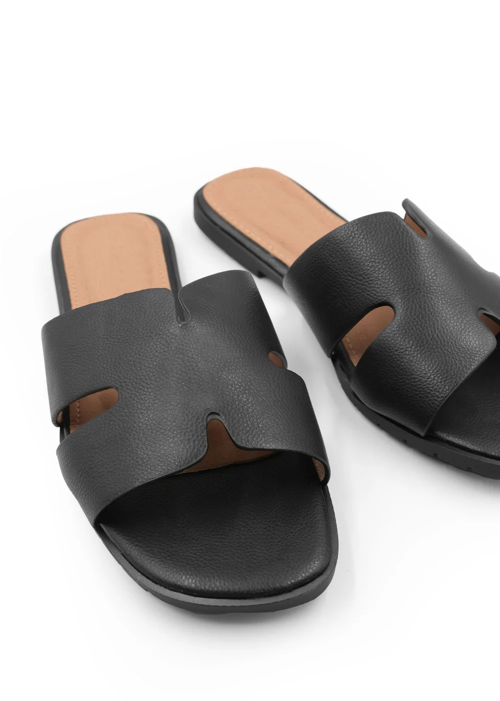 Where's That From Black Pu Mae Strapped Slider Sandals - 3 Image 1