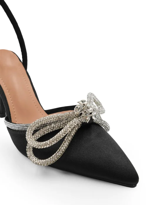 Where's That From Black Silk Delina Pointed Toe High Heels - 4 Image 2