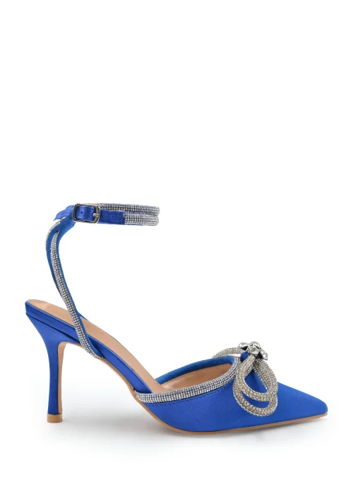 Where's That From Blue Silk Fanen Pointed Toe High Heels - Size 3 Image 1