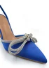Where's That From Blue Silk Fanen Pointed Toe High Heels - Size 3 Image 2