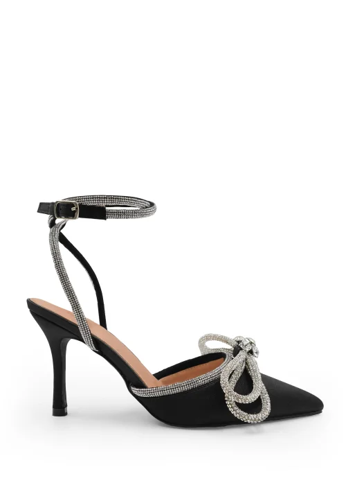 Where's That From Black Silk Delina Pointed Toe High Heels - Size 3 Image 1