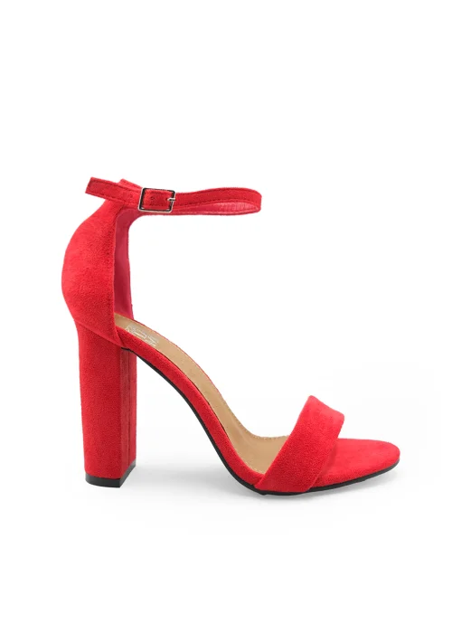 Where's That From Red Faux Suede Skye Strappy Block Heels - Size 3 Image 1