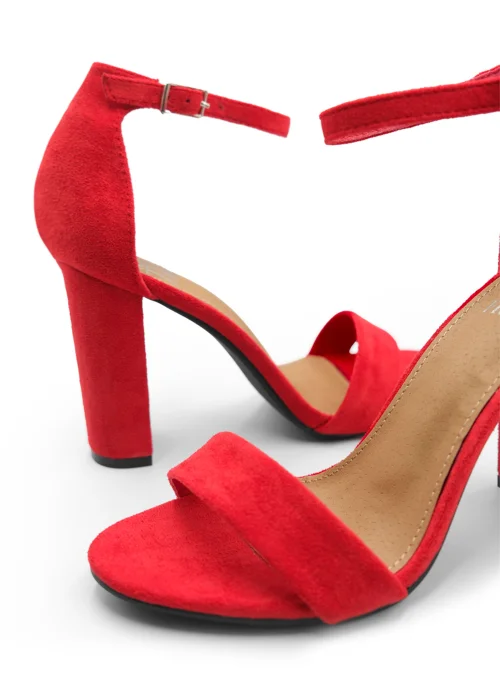 Where's That From Red Faux Suede Skye Strappy Block Heels - Size 3 Image 2