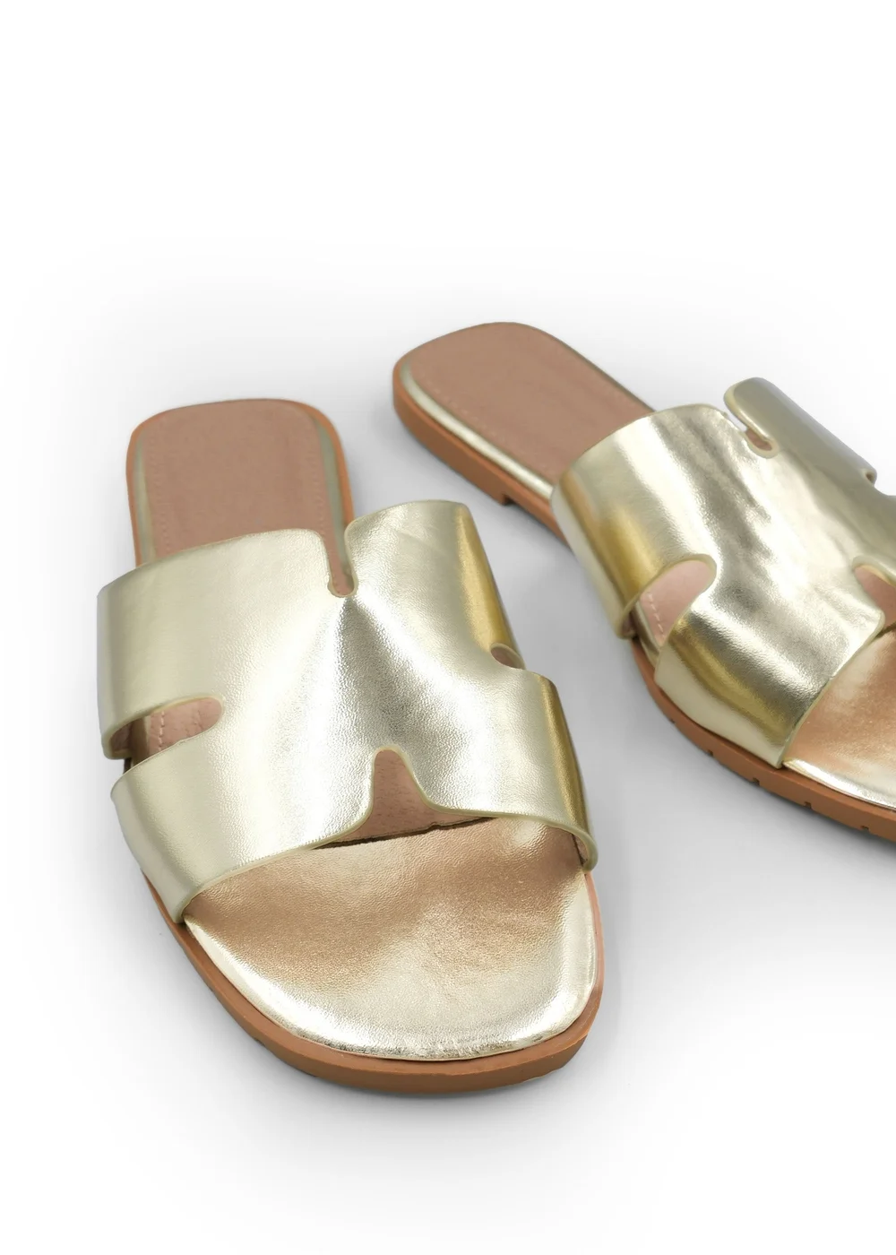 Where's That From Gold Metallic Pu Mae Strapped Slider Sandals - 3 Image 1