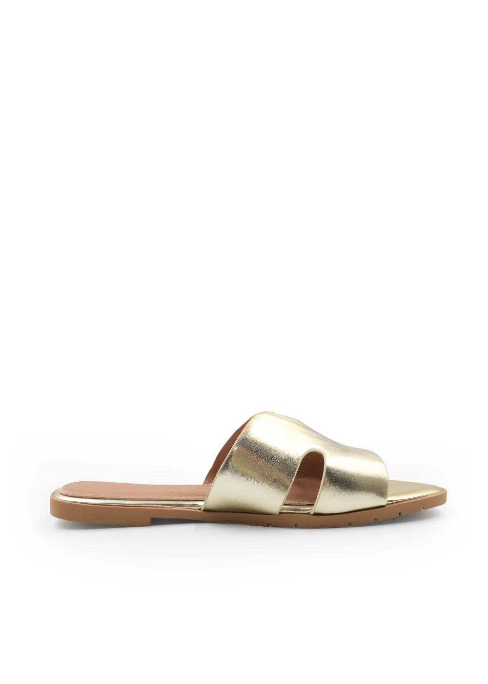 Where's That From Gold Metallic Pu Mae Strapped Slider Sandals - 3 Image 2