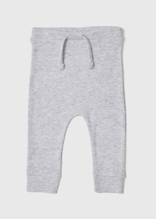 Baby Grey Ribbed Joggers (Newborn-18mths) - 9-12 months Image 1