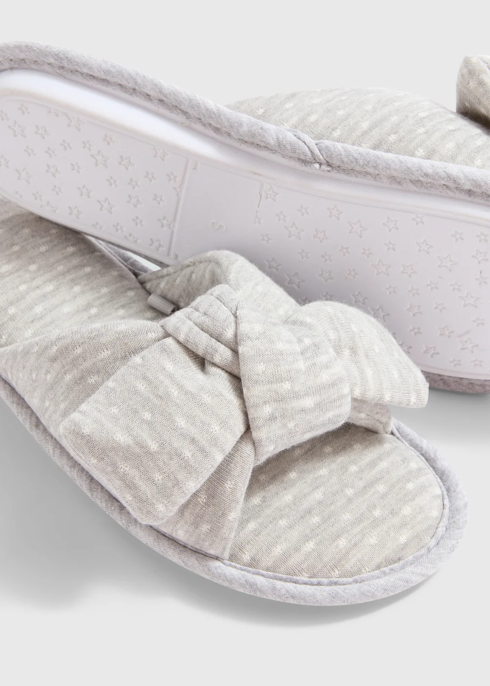 Grey Spot Print Knot Wrap Mule Slippers - Small Image 2