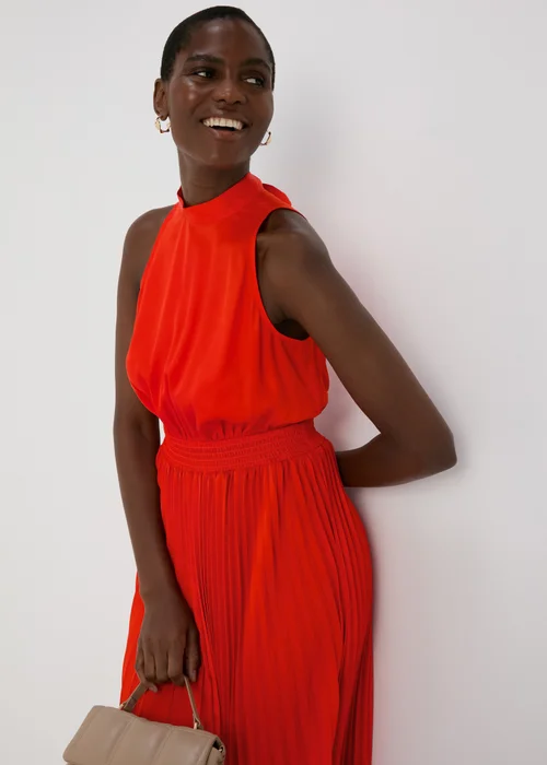 Et Vous Red Pleated Midi Dress - 8 Image 4