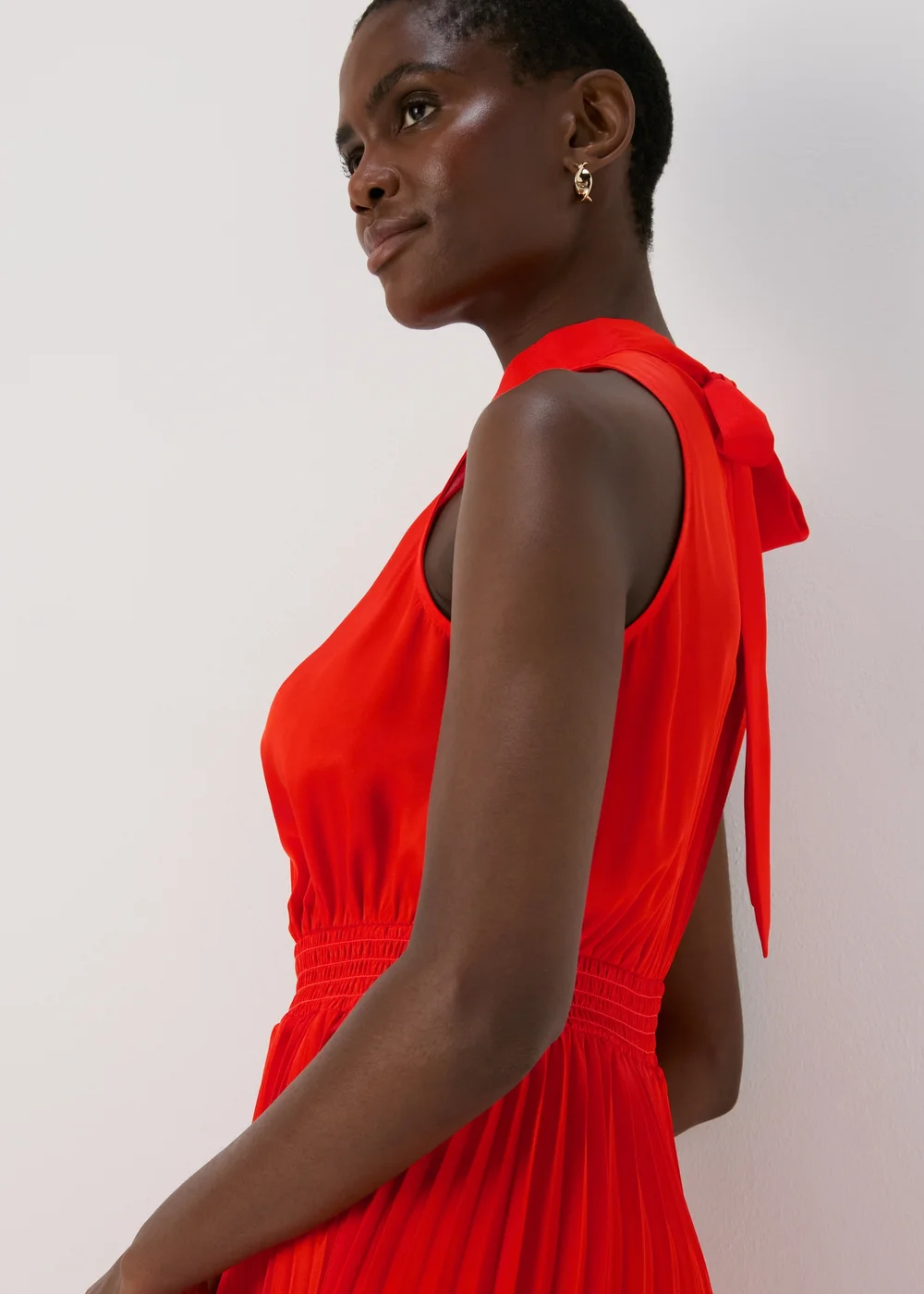Et Vous Red Pleated Midi Dress - 8 Image 3