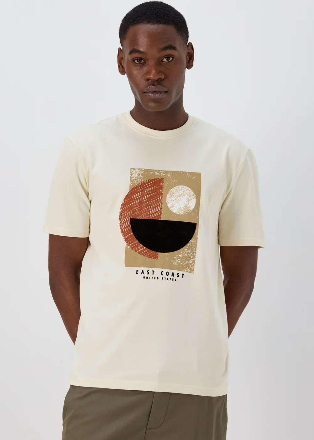 White Abstract Antique Coast T-Shirt - S Image 1