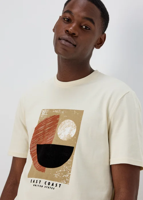 White Abstract Antique Coast T-Shirt - S Image 3