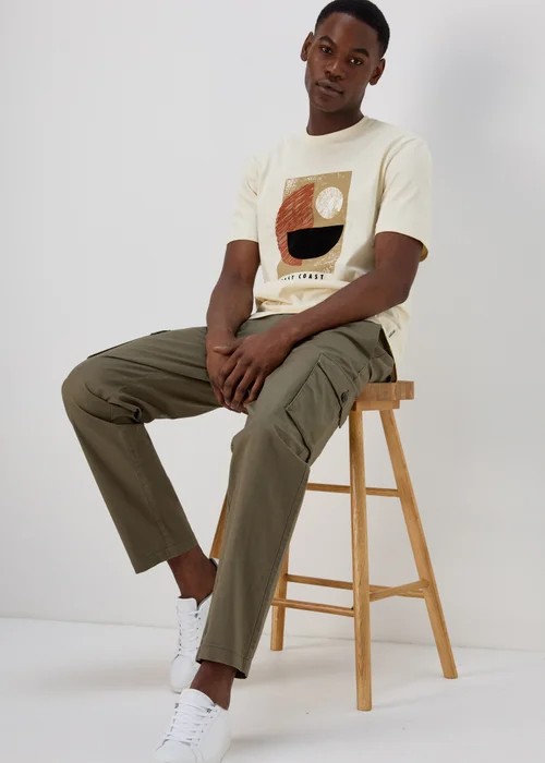 White Abstract Antique Coast T-Shirt - S Image 4