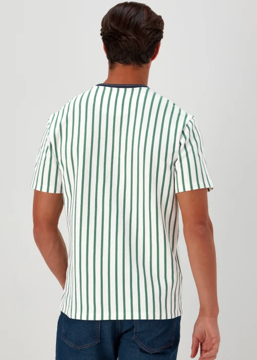 Green & Ecru Stripe Textured T-Shirt - S Image 2