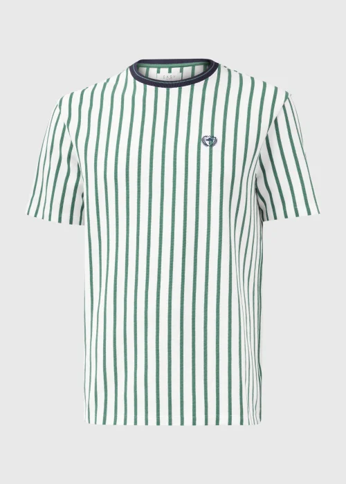 Green & Ecru Stripe Textured T-Shirt - S Image 5