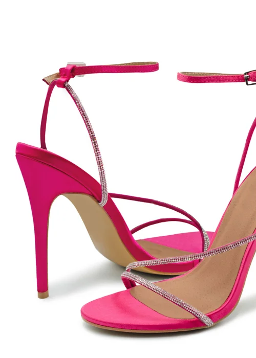 Where's That From Fuchsia Silk Jovie Stiletto High Heels - 3 Image 2