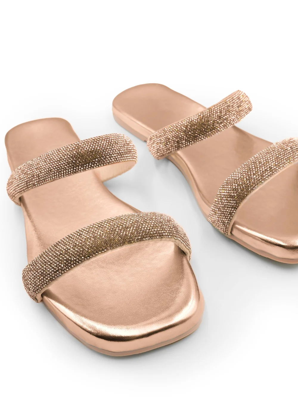 Where's That From Rose Gold Metallic Yakirah Diamante Platform Sliders - 3 Image 2