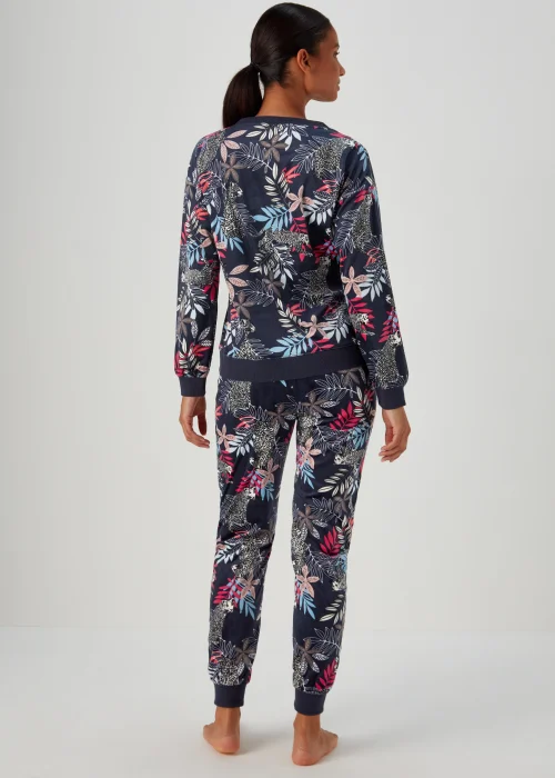 Navy Animal Print Velour Lounge Set - Extra small Image 2