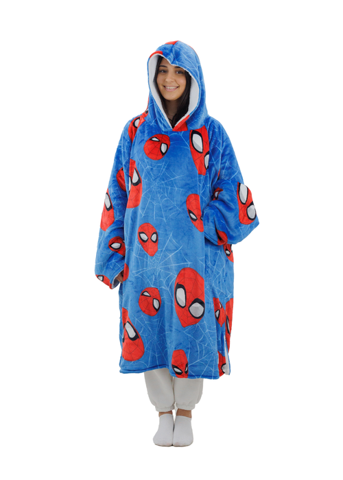 HUGZEE Spiderman Heads Up Wearble Hooded Throw - Medium Image 1