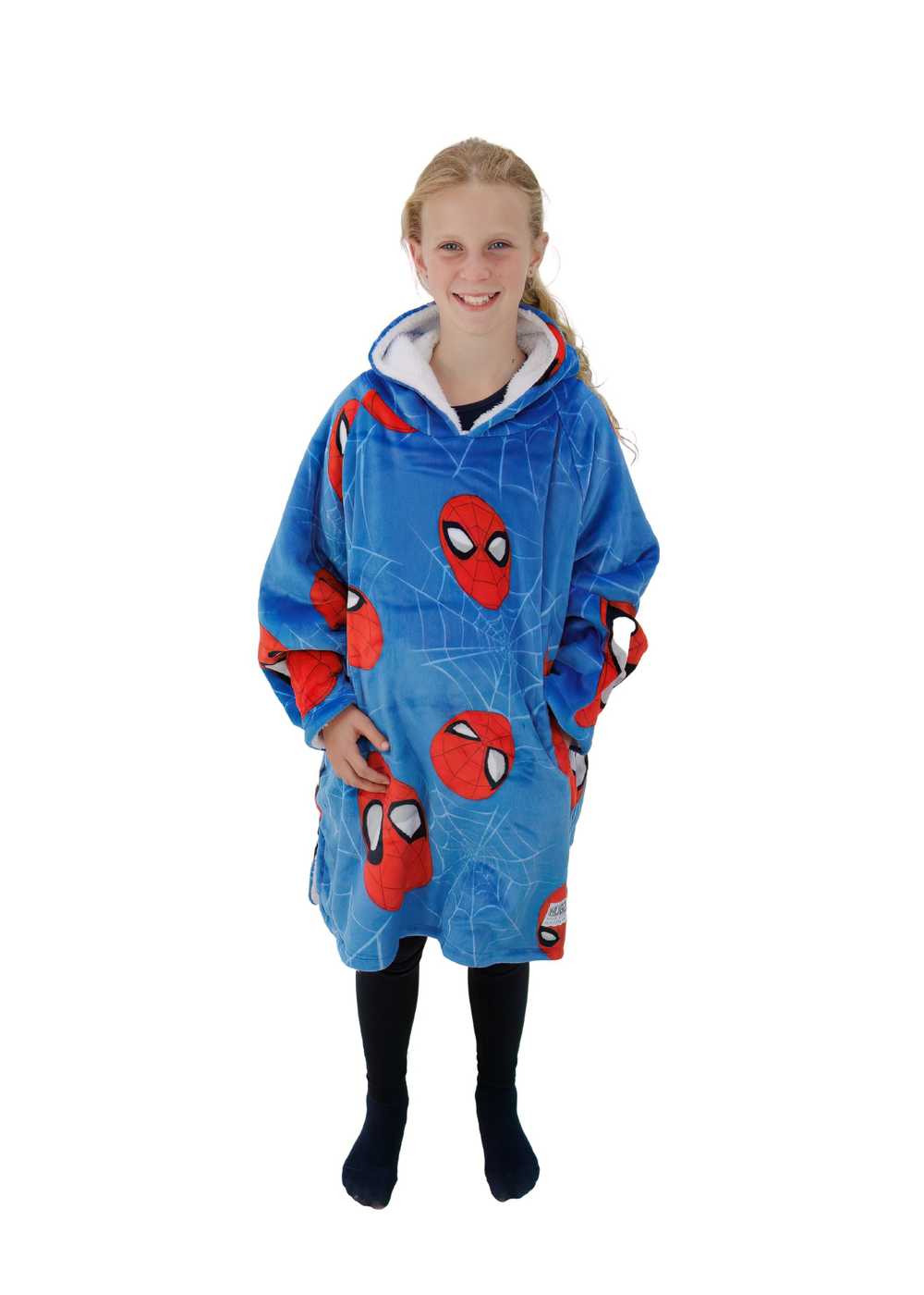 HUGZEE Kids Spiderman Heads Up Wearble Hooded Throw - Small Image 1
