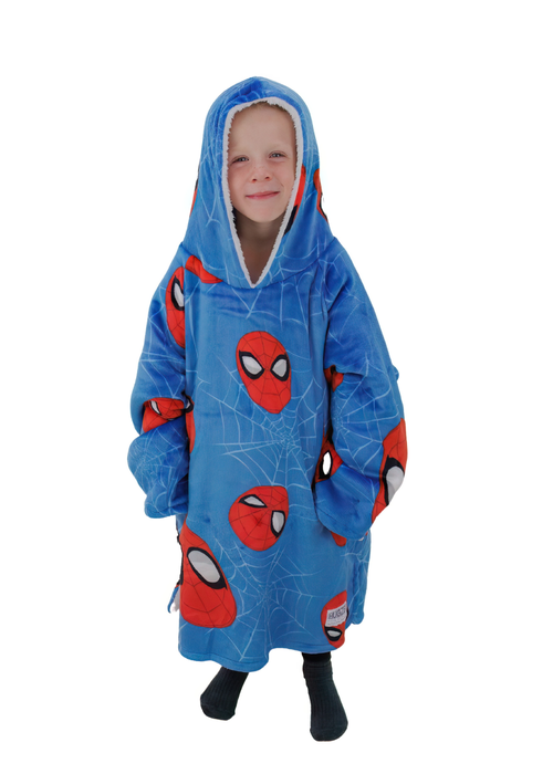 HUGZEE Kids Spiderman Heads Up Wearble Hooded Throw - Small Image 2