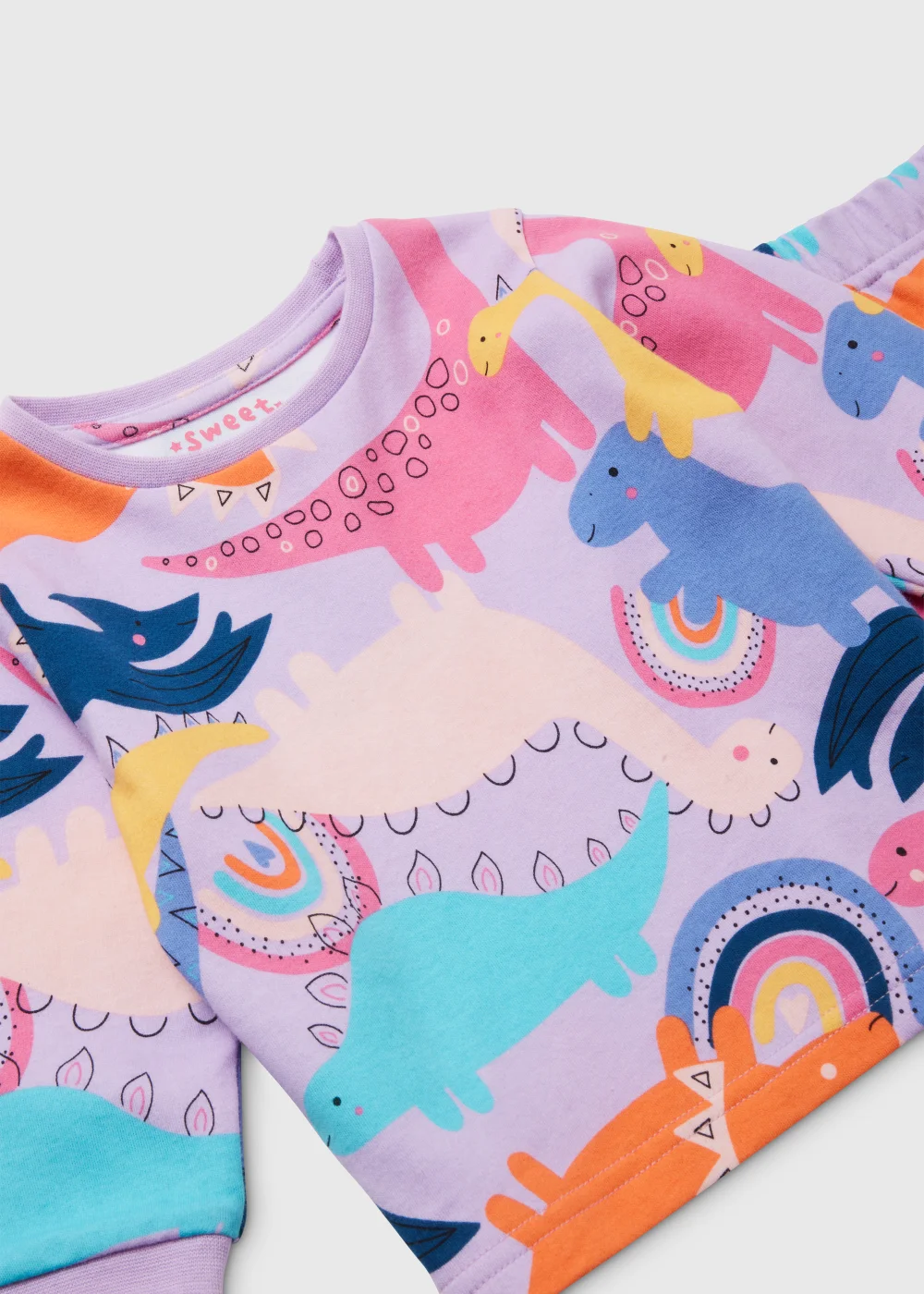Girls Purple Dinosaur Rainbow Pyjama Set (9mths-5yrs) - Age 9 - 12 Months Image 2