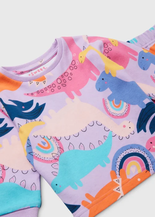 Girls Purple Dinosaur Rainbow Pyjama Set (9mths-5yrs) - Age 9 - 12 Months Image 2