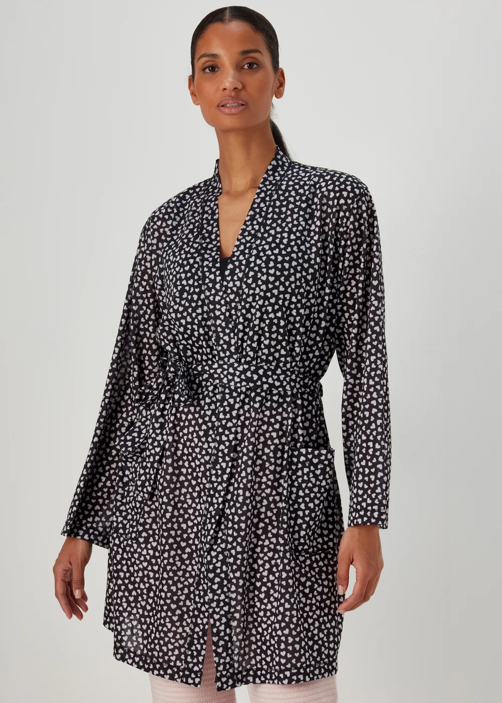 Black Heart Print Dressing Gown - Extra small Image 1