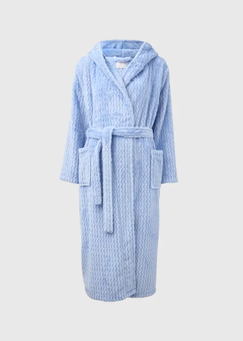Blue Zig Zag Print Hooded Dressing Gown - Small Image 4