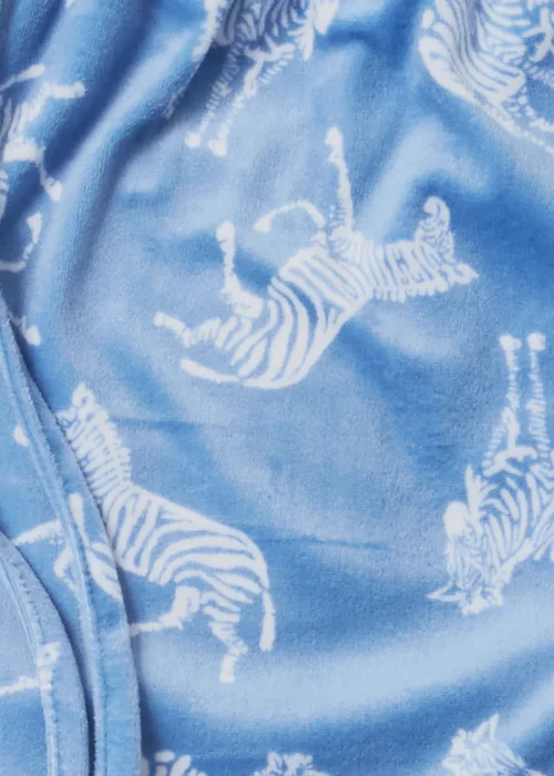 Blue Zebra Print Fleece Pyjama Bottoms - Small Image 5