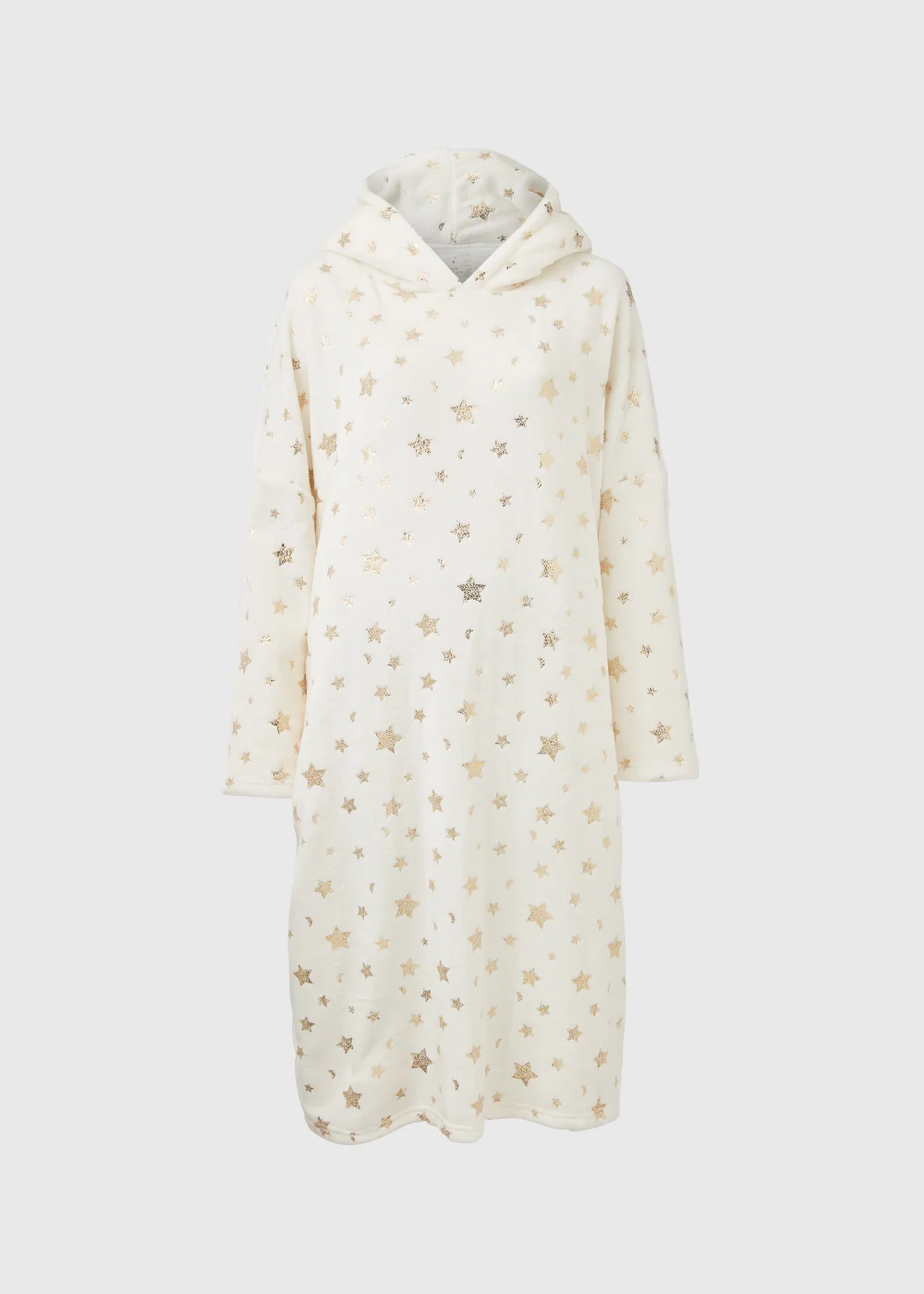 Cream Star Print Longline Snuggle Hoodie - Extra small Image 4