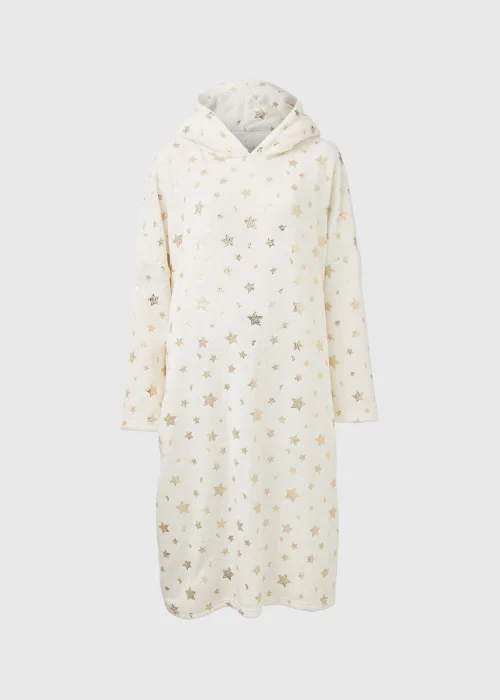 Cream Star Print Longline Snuggle Hoodie - Extra small Image 4