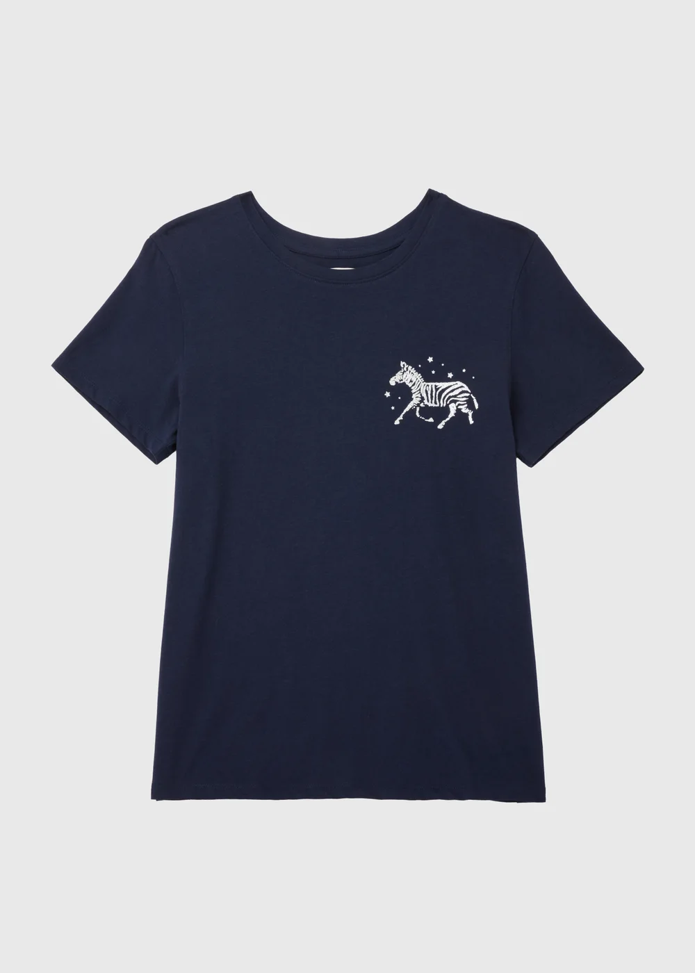 Navy Zebra Print Short Sleeve Pyjama Top - Small Image 4