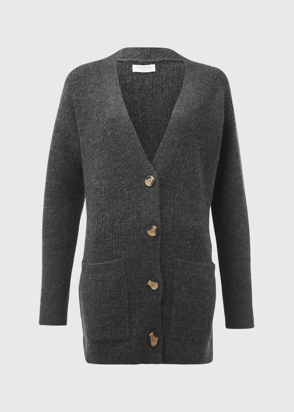 Grey Marl Ribbed Cardigan - XS Image 5