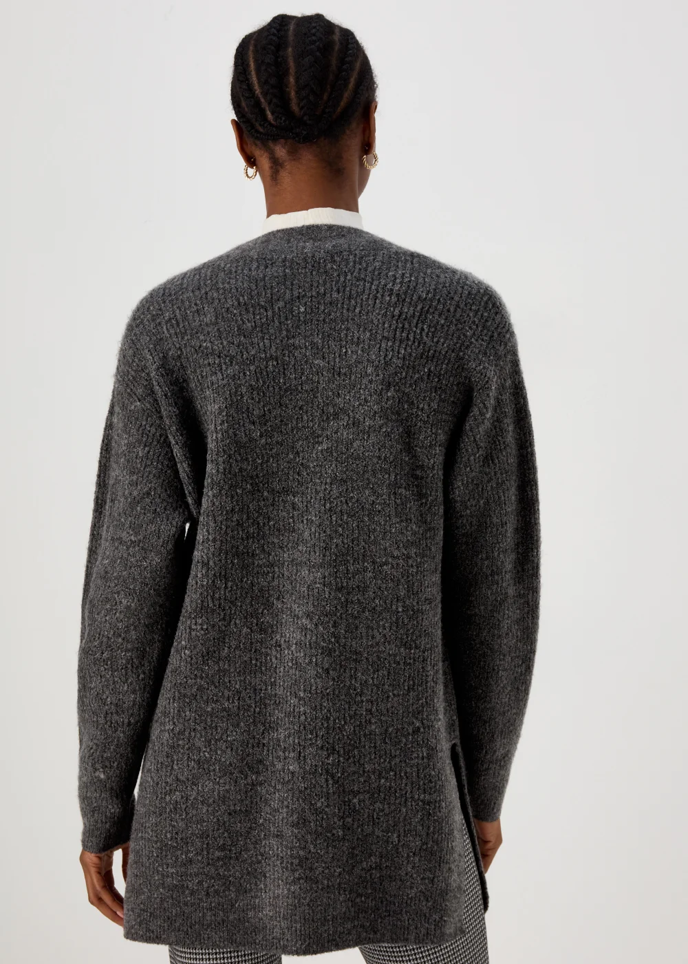 Grey Marl Ribbed Cardigan - XS Image 2