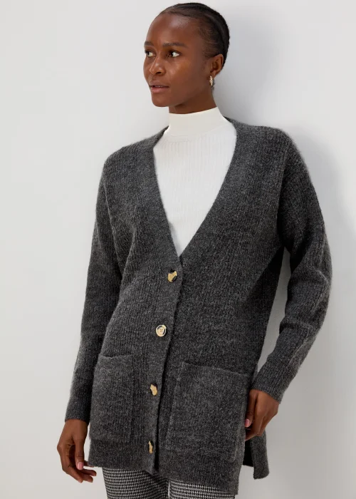 Grey Marl Ribbed Cardigan - XS Image 1