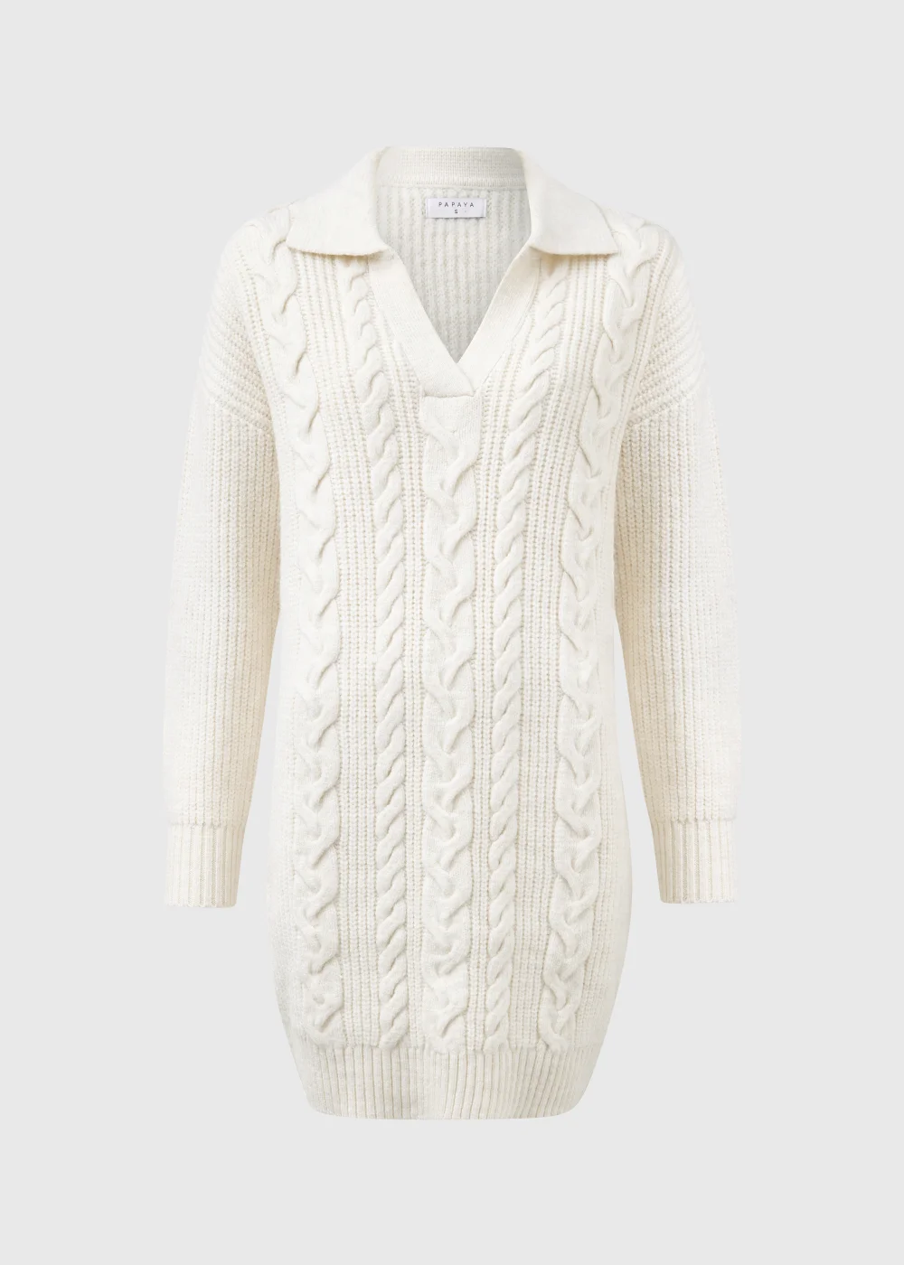 Ivory Open Collar Cable Knit Dress - XS Image 5