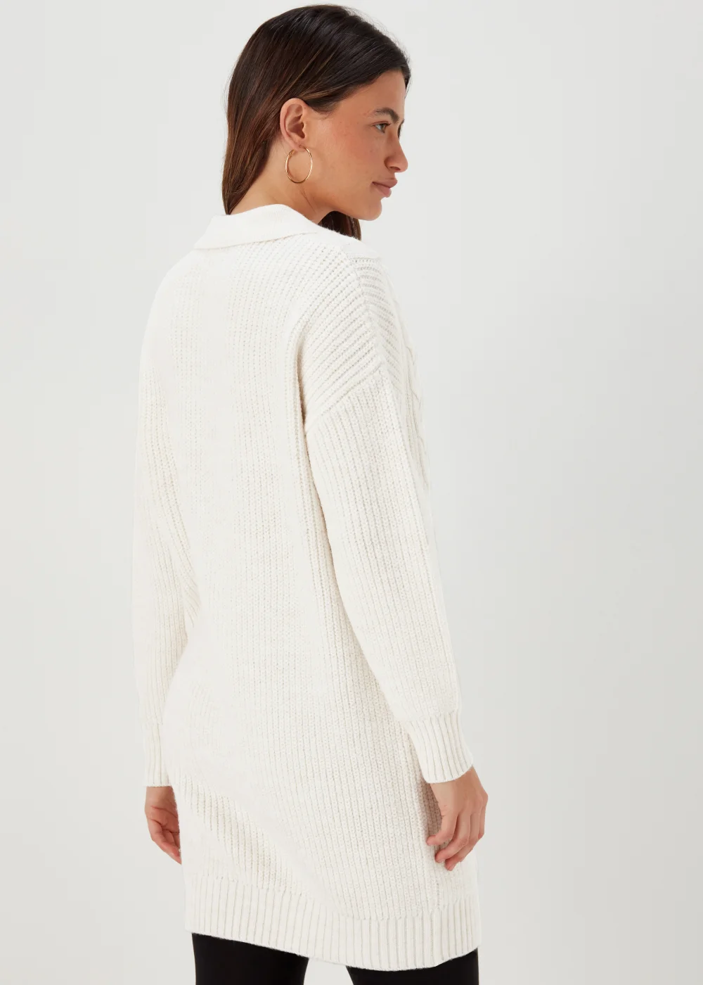 Ivory Open Collar Cable Knit Dress - XS Image 2