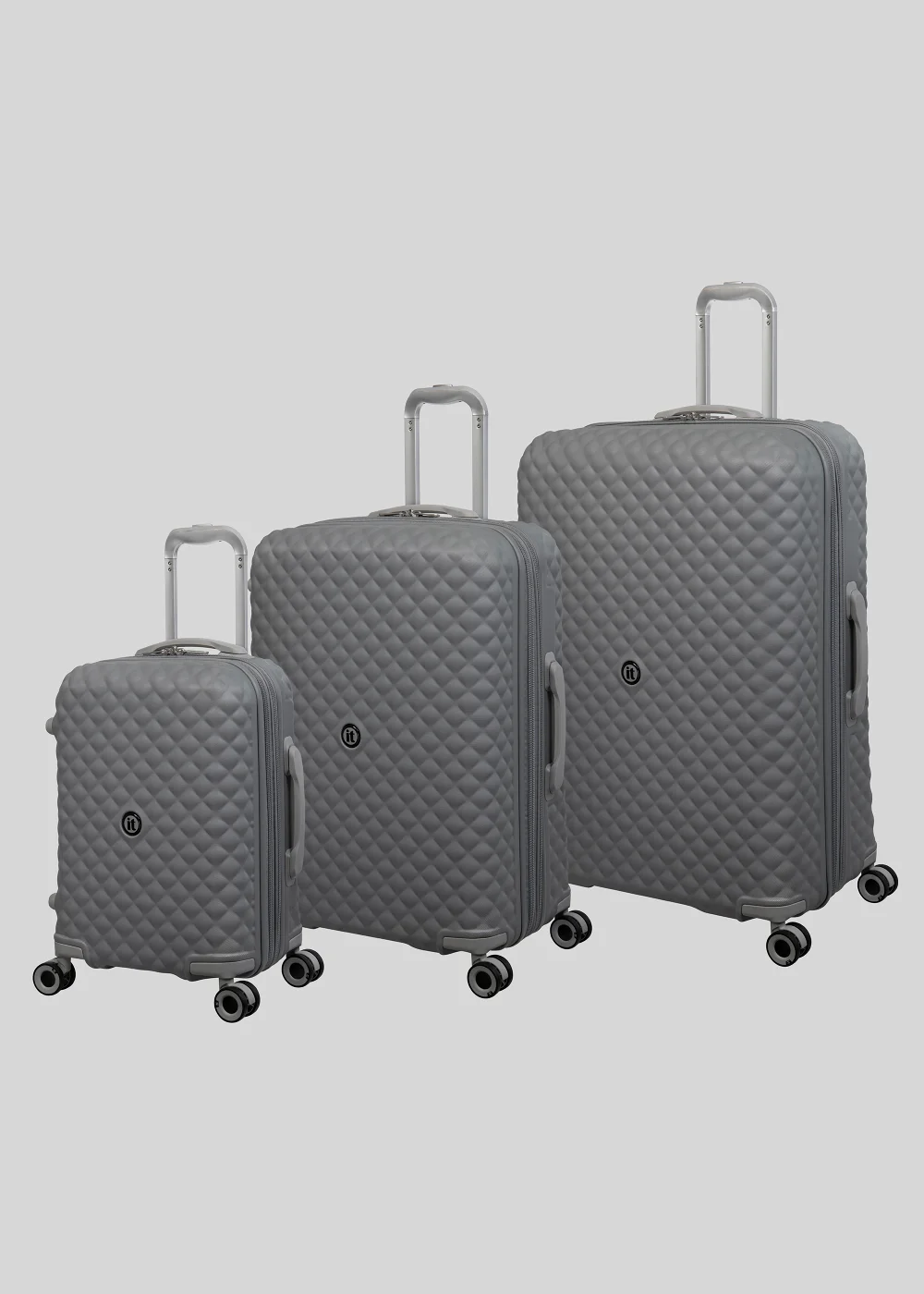 IT Grey Quilted Hard Shell Suitcase - Cabin Image 1