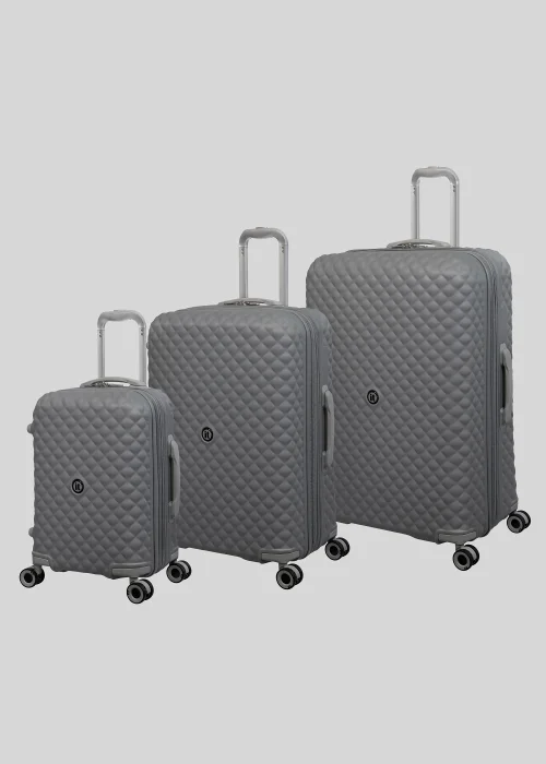 IT Grey Quilted Hard Shell Suitcase - Cabin Image 1