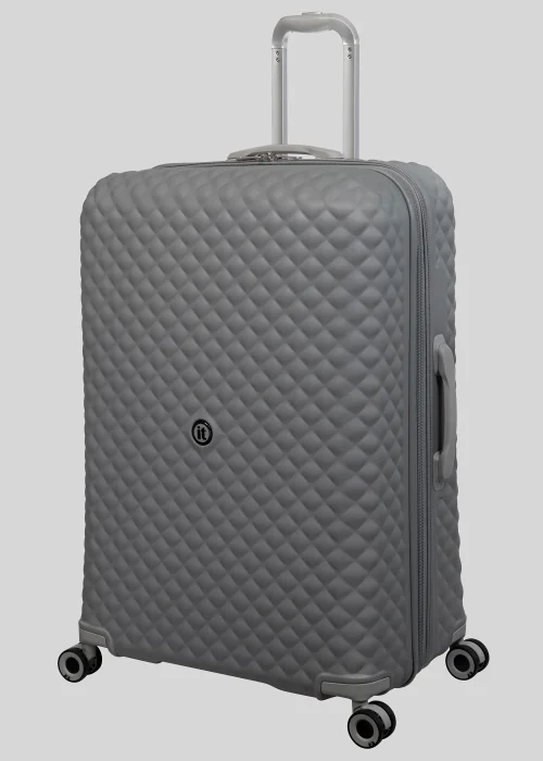 IT Grey Quilted Hard Shell Suitcase - Cabin Image 3