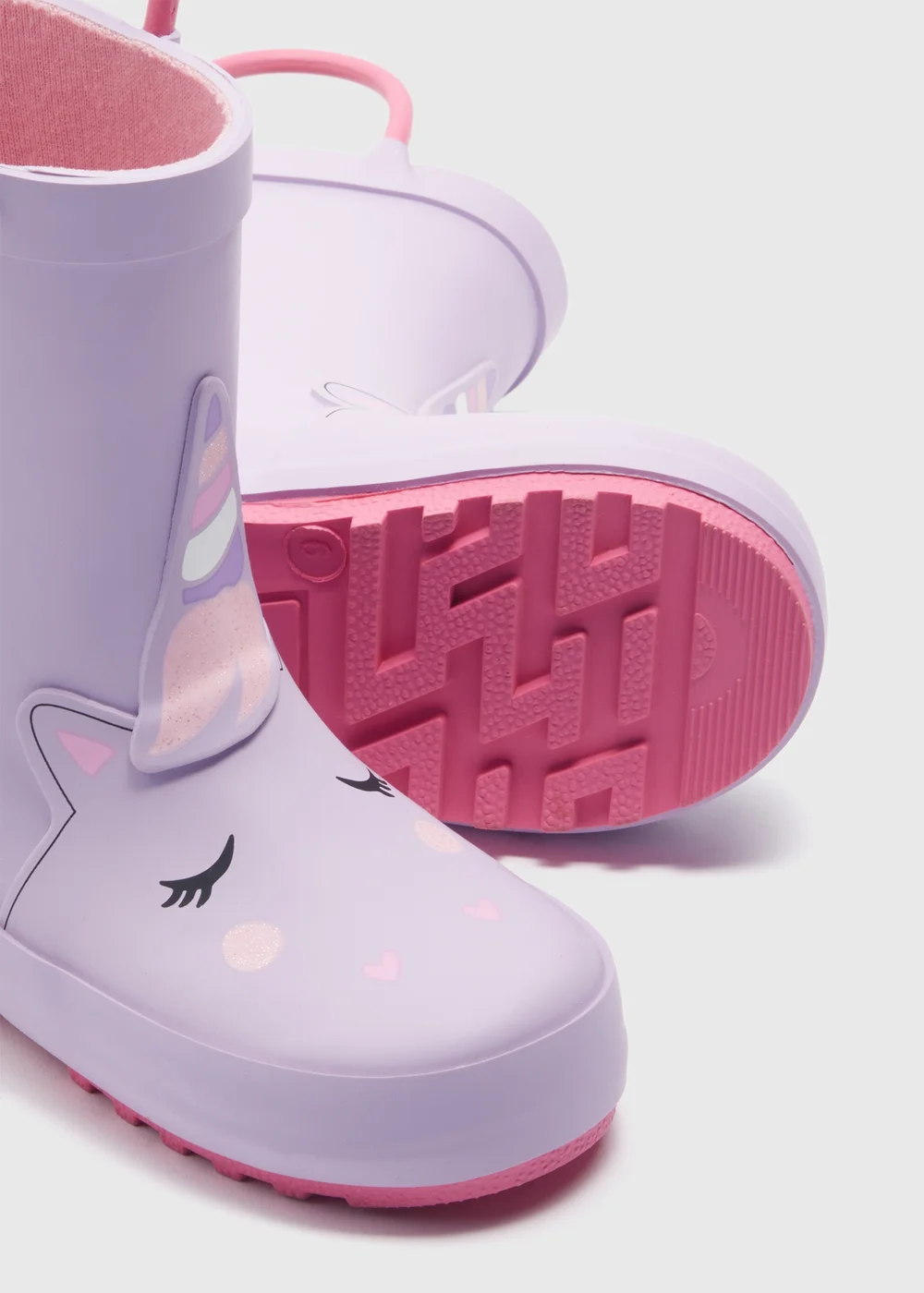 Girls Lilac Rubber Unicorn Welly (Younger 4-12) - Size 4 Infants Image 2