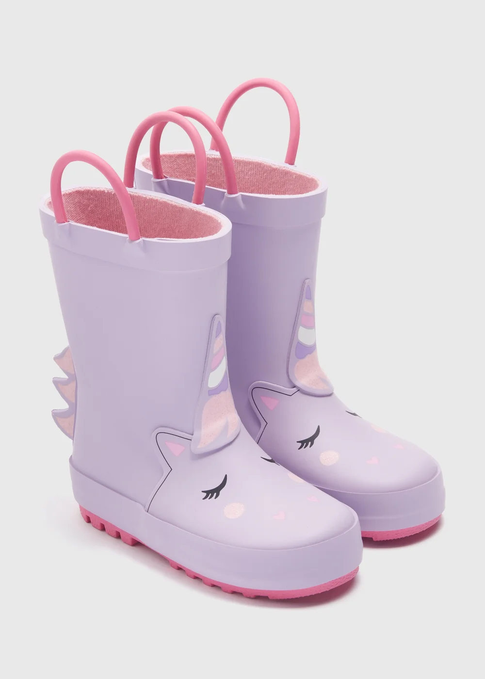 Girls Lilac Rubber Unicorn Welly (Younger 4-12) - Size 4 Infants Image 1