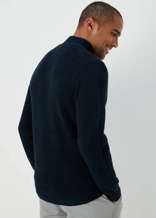 Navy 1/4 Zip Rib Twist Jumper - S Image 2
