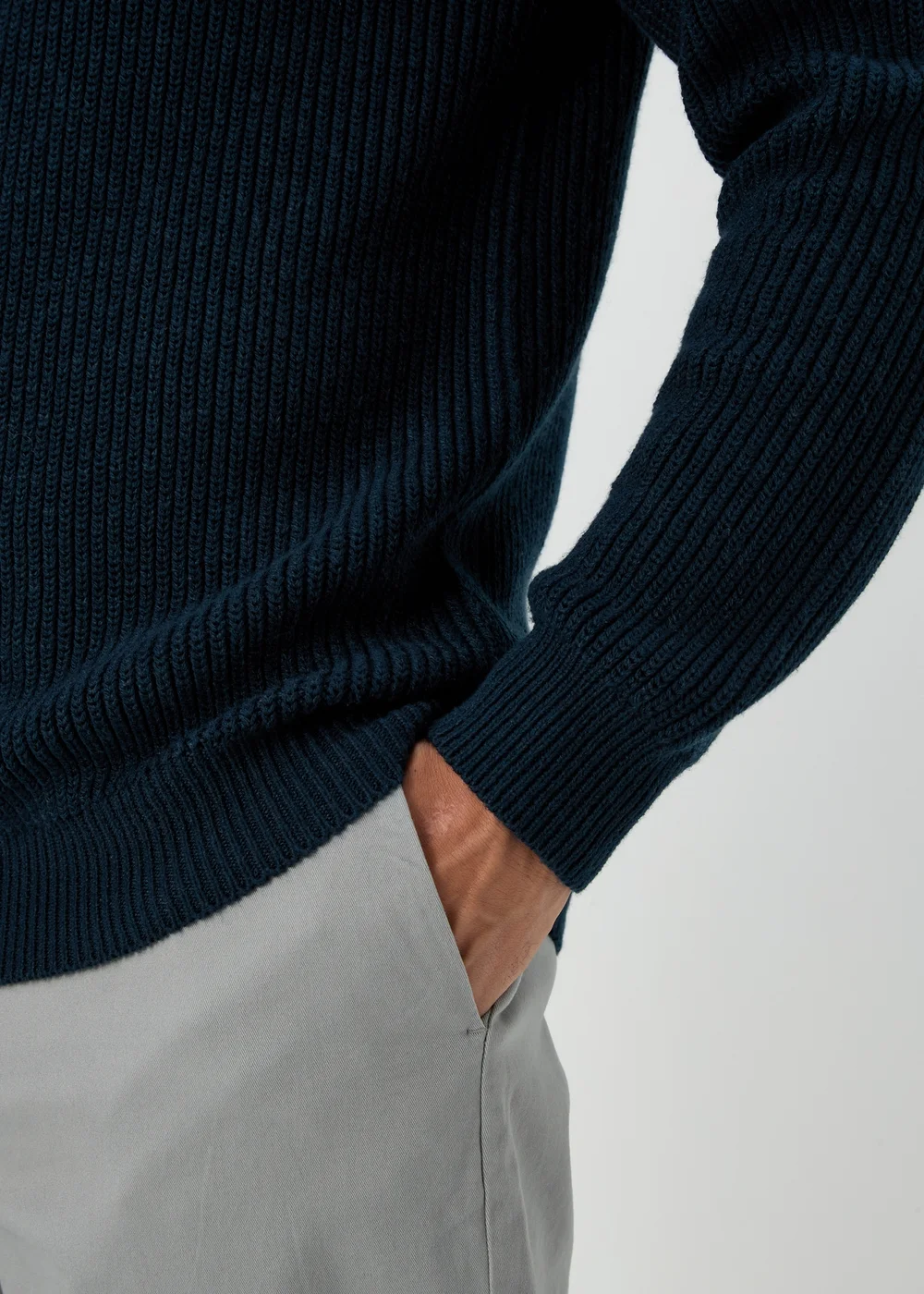 Navy 1/4 Zip Rib Twist Jumper - S Image 5