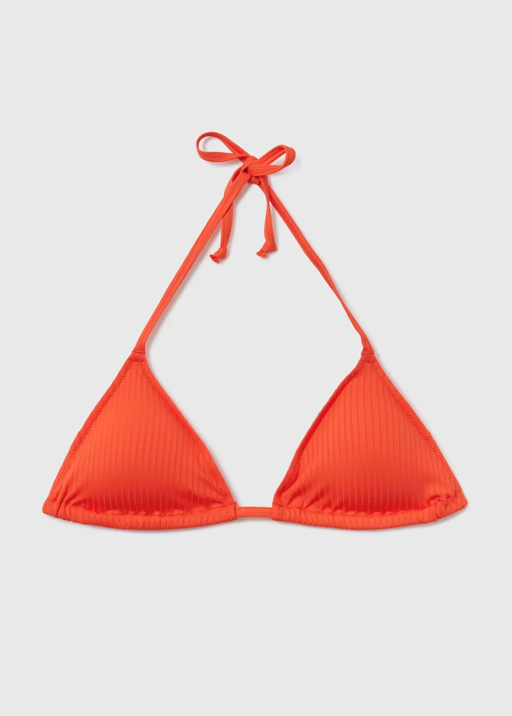 Orange Ribbed Triangle Bikini Top - Size 6 Image 4