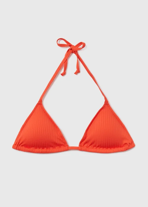 Orange Ribbed Triangle Bikini Top - Size 6 Image 4