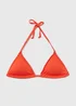 Orange Ribbed Triangle Bikini Top - Size 6 Image 4