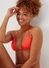 Orange Ribbed Triangle Bikini Top - Size 6 Image 3